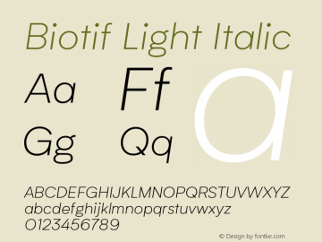 Biotif-LightItalic Version 1.000 | wf-rip DC20170215图片样张