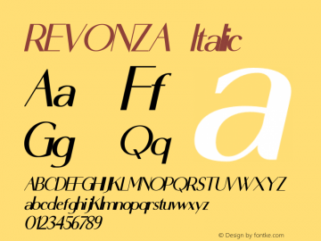 REVONZA Italic Version 1.00;September 29, 2020;FontCreator 13.0.0.2681 64-bit Font Sample