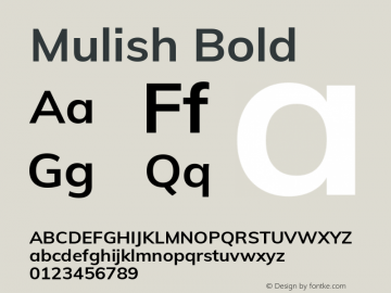 Mulish Bold Version 2.100; ttfautohint (v1.8.1.43-b0c9) Font Sample