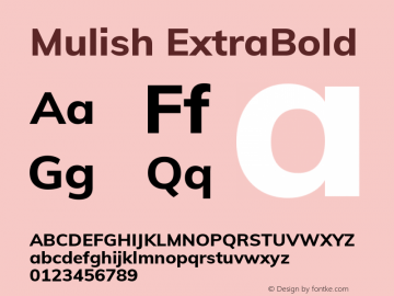 Mulish ExtraBold Version 2.100; ttfautohint (v1.8.1.43-b0c9)图片样张