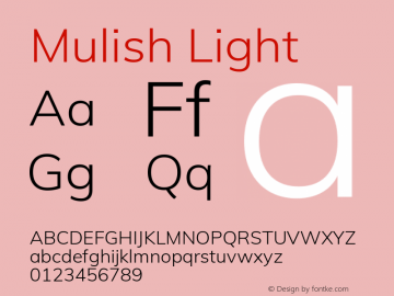 Mulish Light Version 2.100; ttfautohint (v1.8.1.43-b0c9) Font Sample