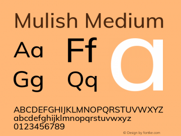 Mulish Medium Version 2.100; ttfautohint (v1.8.1.43-b0c9)图片样张