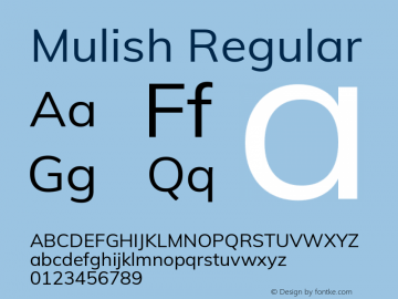 Mulish Regular Version 2.100; ttfautohint (v1.8.1.43-b0c9)图片样张