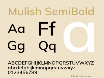 Mulish SemiBold Version 2.100; ttfautohint (v1.8.1.43-b0c9) Font Sample