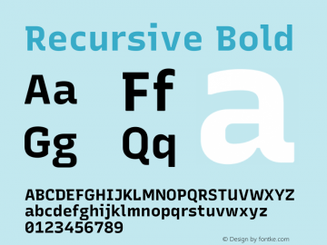 Recursive Bold Version 1.047 Font Sample