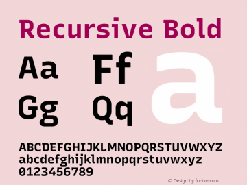 Recursive Bold Version 1.047 Font Sample