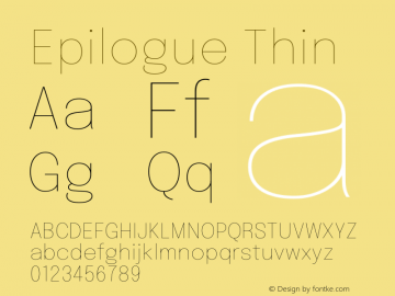 Epilogue Thin Version 2.111 Font Sample