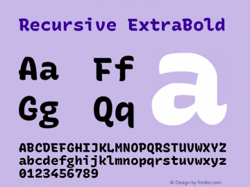 Recursive ExtraBold Version 1.047 Font Sample