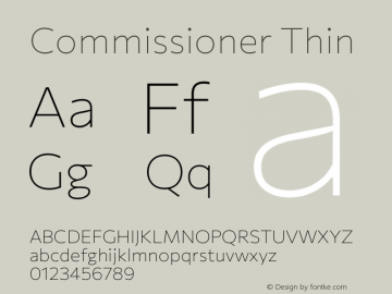 Commissioner Thin Version 1.000 Font Sample