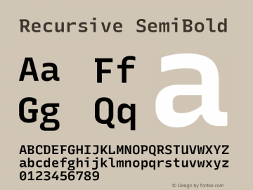 Recursive SemiBold Version 1.047 Font Sample