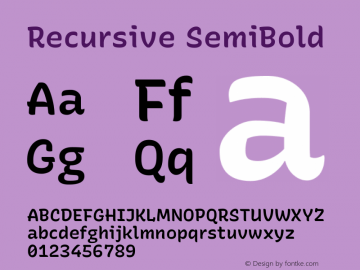 Recursive SemiBold Version 1.047 Font Sample