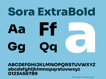 Sora ExtraBold Version 2.000 Font Sample