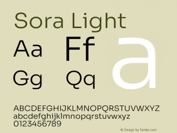 Sora Light Version 2.000 Font Sample