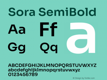 Sora SemiBold Version 2.000 Font Sample