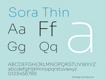Sora Thin Version 2.000 Font Sample