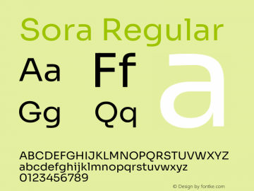 Sora Regular Version 2.000 Font Sample