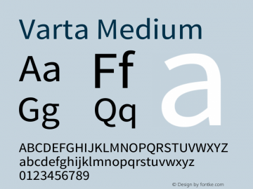 Varta Medium Version 1.004 Font Sample