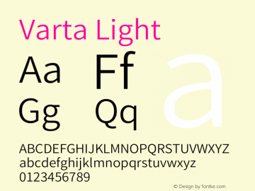 Varta Light Version 1.004 Font Sample