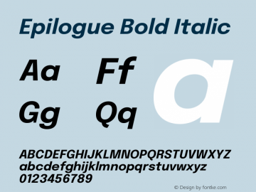 Epilogue Bold Italic Version 2.111 Font Sample