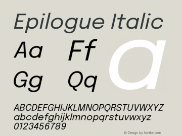 Epilogue Italic Version 2.111 Font Sample