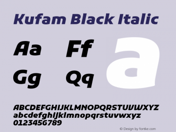 Kufam Black Italic Version 1.300; ttfautohint (v1.8.3)图片样张