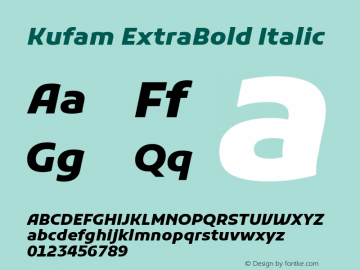 Kufam ExtraBold Italic Version 1.300; ttfautohint (v1.8.3) Font Sample