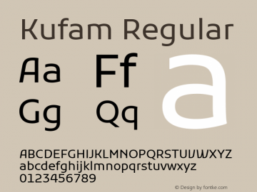 Kufam Regular Version 1.300; ttfautohint (v1.8.3) Font Sample