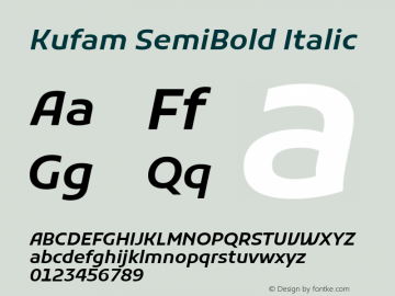 Kufam SemiBold Italic Version 1.300; ttfautohint (v1.8.3) Font Sample