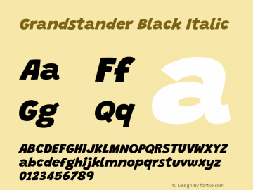 Grandstander Black Italic Version 1.200 Font Sample