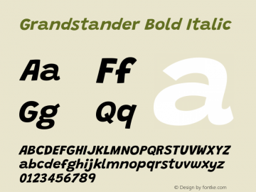 Grandstander Bold Italic Version 1.200 Font Sample