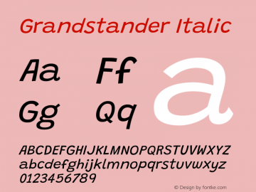 Grandstander Italic Version 1.200 Font Sample