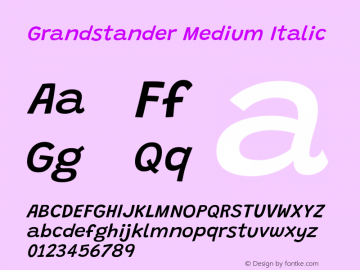 Grandstander Medium Italic Version 1.200图片样张