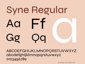 Syne Regular Version 2.000 Font Sample