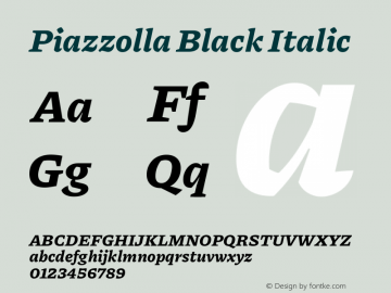 Piazzolla Black Italic Version 2.001 Font Sample