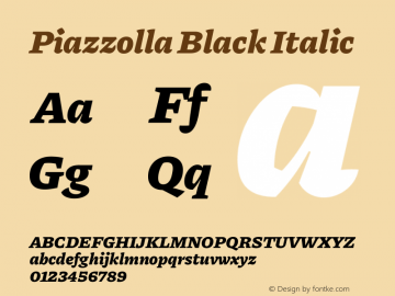 Piazzolla Black Italic Version 2.001 Font Sample