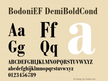 BodoniEF DemiBoldCond Macromedia Fontographer 4.1 16.04.1998 Font Sample