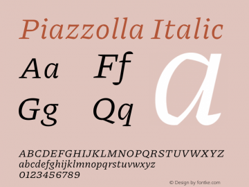Piazzolla Italic Version 2.001 Font Sample