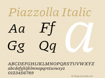 Piazzolla Italic Version 2.001 Font Sample