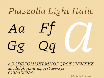 Piazzolla Light Italic Version 2.001图片样张