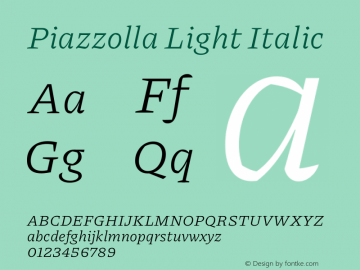 Piazzolla Light Italic Version 2.001图片样张