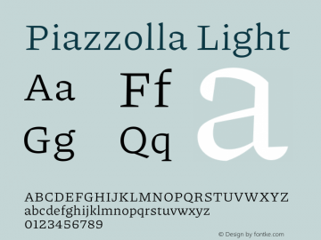 Piazzolla Light Version 2.001 Font Sample