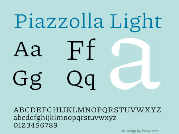 Piazzolla Light Version 2.001 Font Sample