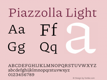 Piazzolla Light Version 2.001 Font Sample