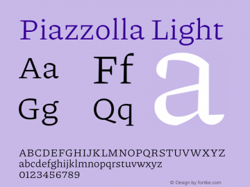 Piazzolla Light Version 2.001 Font Sample