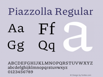 Piazzolla Regular Version 2.001 Font Sample