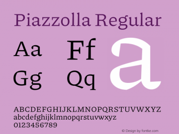 Piazzolla Regular Version 2.001 Font Sample