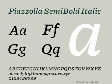 Piazzolla SemiBold Italic Version 2.001图片样张