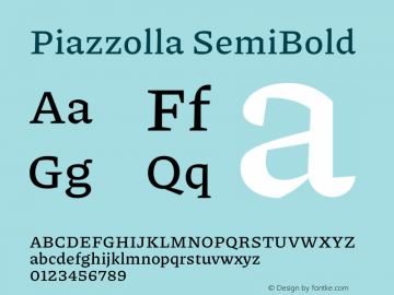Piazzolla SemiBold Version 2.001 Font Sample
