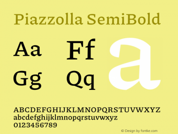 Piazzolla SemiBold Version 2.001 Font Sample