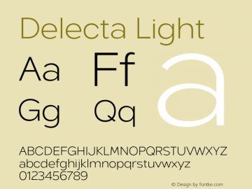 Delecta Light Version 1.000;PS 001.000;hotconv 1.0.70;makeotf.lib2.5.58329图片样张